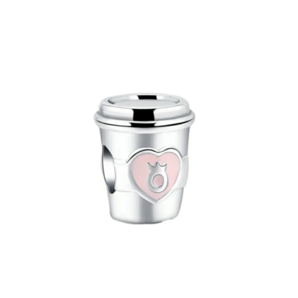 Coffee Mug Bracelet Charm 925 Sterling Silver Take a Break Pink Girl Treat